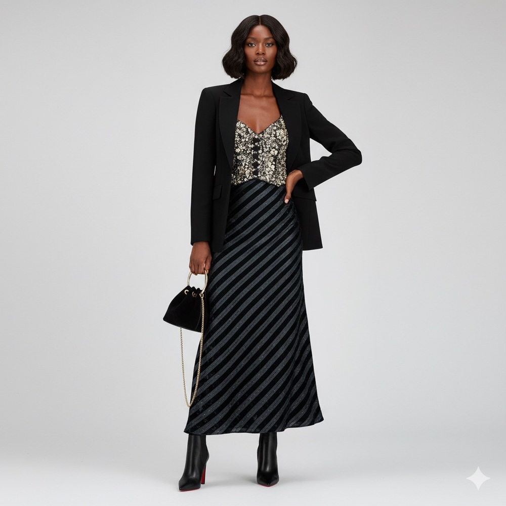 VINTAGE CACHET SHEER MAXI STATEMENT SKIRT